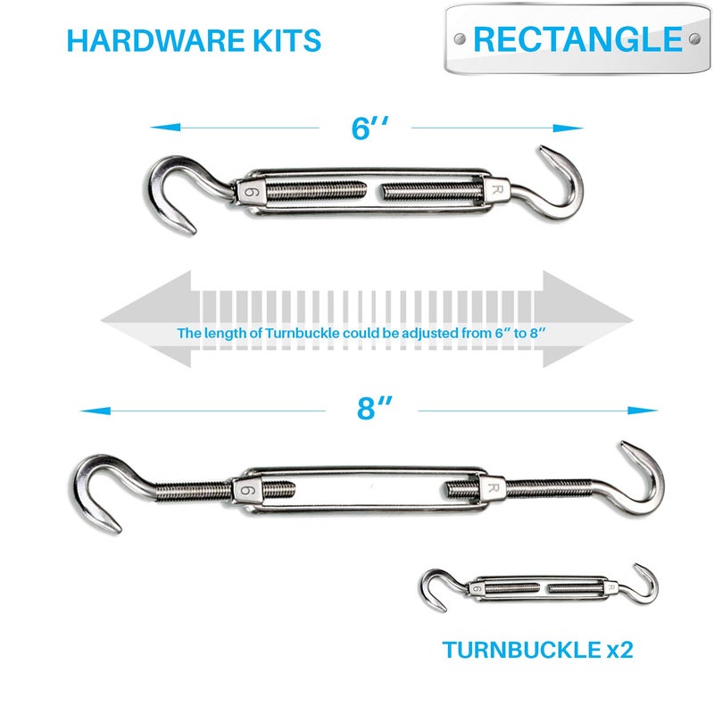 Patio Paradise Shade Sail Hardware Kit 6 inch for Triangle Rectangle Sun Shade Sail Heavy Duty for Outdoors Garden Canopy Installation - Image 3